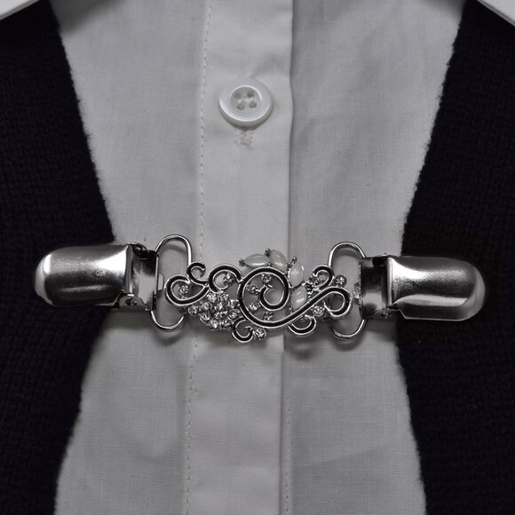 Fancy Sweater Clip NEW Jacket Dress Cinch Cardigan Trendy Scarf Blouse Modest - Picture 2 of 2